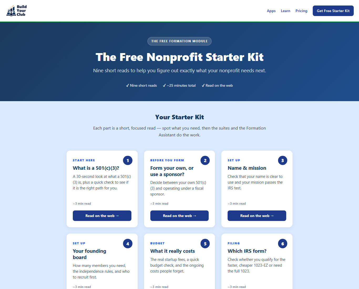 Nonprofit Starter Kit hub